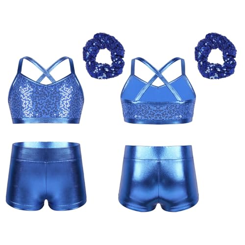 Loyan Girls' Activewear Crop Top with Shorts 2 Piece Active Set Gymnastics Leotard Dance Outfit Sports Workout
