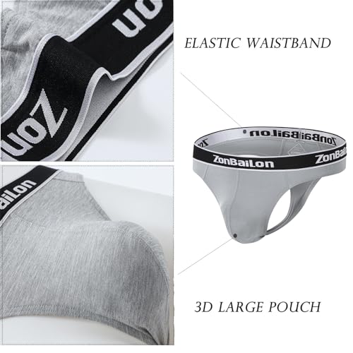 JINSHI Men's Bamboo Viscose G-String,Sexy thongs underwear,Low Rise Stretch and Big Ball Pouch Butt-Flaunting T-Back4