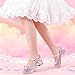 Imagen de VTASQ Zapatos Princesa Niñas Glitterate Zapatos de Vestir Elegantes Mary Janes Zapatos de Tacón para Fiestas Bodas Cumpleaños y Cosplay Rosa EU29