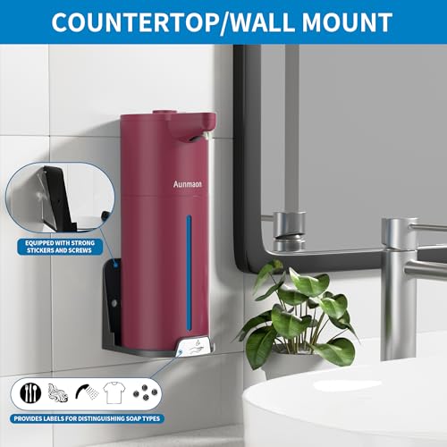 Image of Automatic Soap Dispenser Touchless, Hands-Free, Multi Adjustable Volume, Long Battery Life, Compatible with Thick & Thin Dish /Hand Soap for Bathroom and Kitchen, Easy for Toddlers, Red