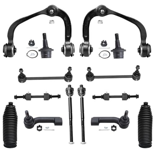Image of Detroit Axle - Front End 14pc Suspension Kit for Ford 2007-2014 Expedition Lincoln Navigator [2WD; 4WD], 2 Upper Control Arms 2 Lower Ball Joints 4 Front Rear Sway Bars 4 Tie Rods 2 Boots Replacement