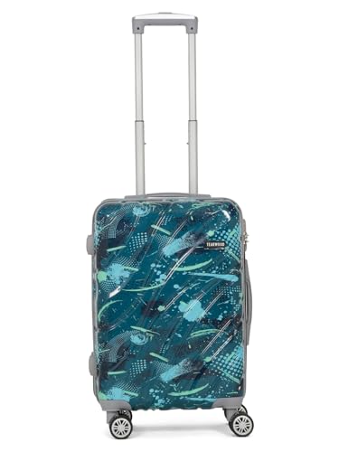 Image of Teakwood World Small 55 cm Cabin Size Trolley Bag Polycarbonate 360 Degree 8 Wheels Luggage Bag with TSA Lock, Adjustable Handle Trolley Bags for Travel, Suitcase for Travel | Spark Green