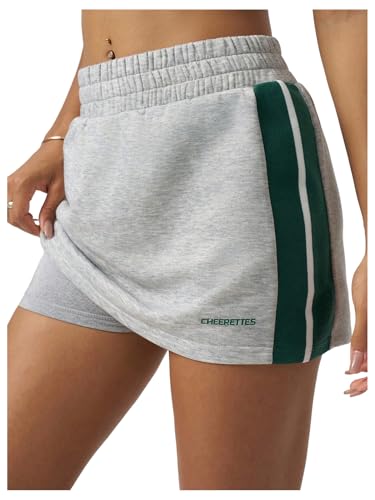 SHENHE Women's Sweat Skirt Elastic Waist Workout Tennis Athletic Skort with Shorts