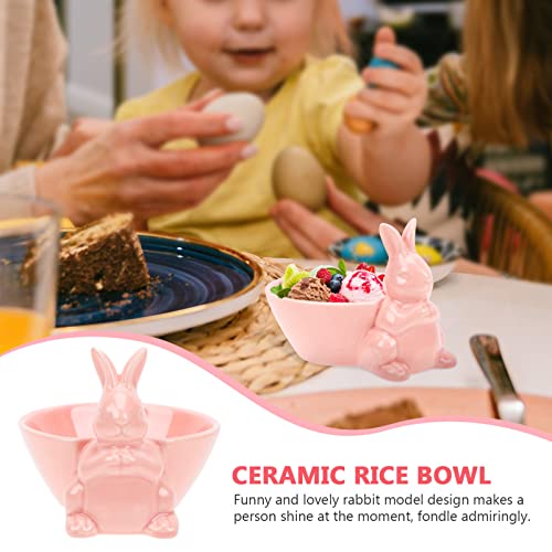 Doitool 05837998YLIZOQ182 Bunny Candy Dish Easter Rabbit Bowl Ceramic Fruit Bowl Snack Serving Bowl Easter Salad Dessert Bowl Table Decoration  thumb #5