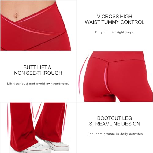 Image of HEGALY Women's Flare Yoga Pants - Crossover Flare Leggings Buttery Soft High Waisted Workout Casual Bootcut Pants