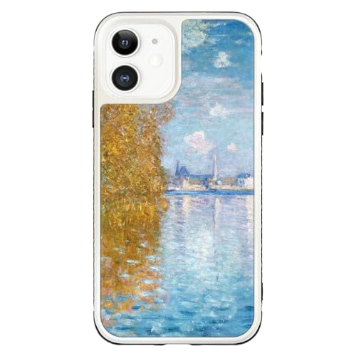 ブレインズ iPhone15 耐衝撃 強化ガラス 角丸 ケース モネ アルジャントゥイユの秋の効果 クロード 絵画 名画 西洋画 名作 画家 風景 景色 風景画 ユニーク おしゃれ 個性的 アルジャントゥイユ ガラスケース ラウンドタイプ ラウンド iph