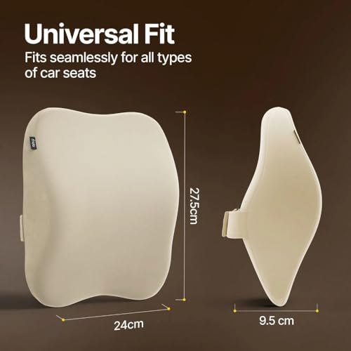 Image of Frido Ultimate Car Neck Rest Pillow| Ultrasoft Pillow for Comfortable Rides | Superior Neck Support Cushion | Relieves Neck Pain | Hi-Per Foam Head Rest Pillow with Washable Velvet Cover | Beige