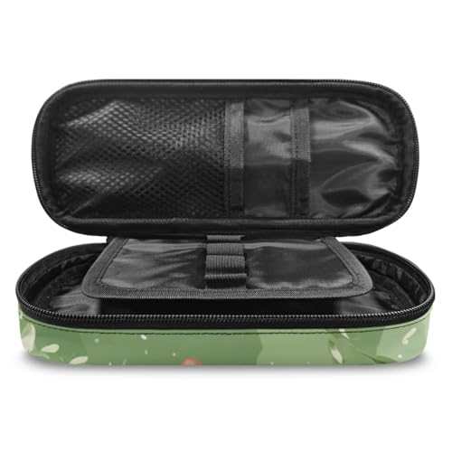 Image of Frog Snail Pencil Pouch Organizer Green Multi-Slot Pen Case Pencil Holder Teen Girls Pencil Box Holder with Zipper Back to School Gifts
