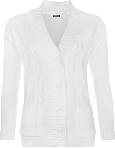 Image of WearAll Plus Size Womens Button Long Sleeve Pocket Top Ladies Knitted Cardigan - 4-22