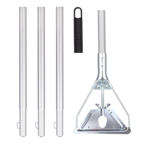 Image of Mop Handle Commercial Heavy Duty - 57 Inch Industrial Metal Clamp Mop Stick Replacement for Floor Cleaning - Professional Mops Head Replacement Holder