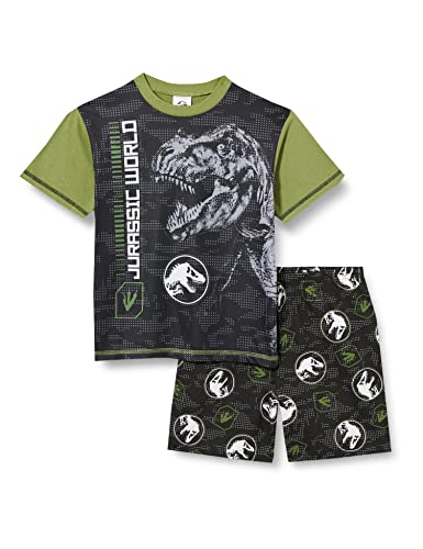 Jurassic World Conjunto de pijama corto de dinosaurio para niños, de 5 a 13 años, verde, 8-9 Años