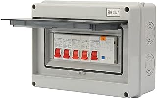 4 Way Consumer Unit Box Circuit Breaker Panel,Unit Fuse Board,63A 30mA RCD 4MCB 2 * 6A+20A+32A,Garage Caravan Consumer Unit IP65 Plastic Leakage Circuit Breaker Box for Caravan