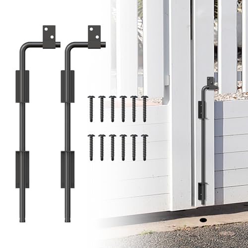 Image of 12 inch Heavy Duty Cane Bolt Gate Drop Rod with Upgraded Design, Square Drop Rod Kit for Double Gate Wood PVC Vinyl Metal Yard Gate Latch-2 Pack