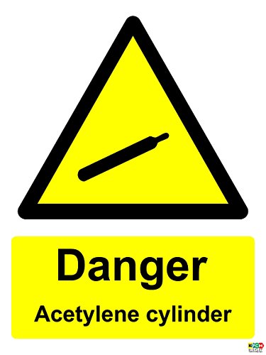 Danger Acetylene Cylinder Sign - 1.2mm Rigid Plastic 400mm x 300mm