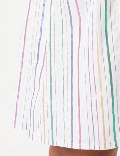 Jupe plissée blanche légère et fluide à rayures multicolores