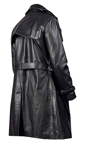 Jackalious Black Trench Coat Real Lambskin Leather for Men3