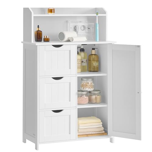 VASAGLE Badezimmerschrank, Badschrank, stehend, mit Tür, Steckdosenleiste,...