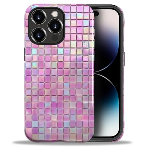 Coque iPhone 14 Pro Max rigide antichoc protection mosaïque rose