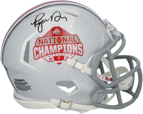Ryan Day Ohio State Buckeyes Autographed 2024 College Football Playoff National Champions Logo Riddell Speed Mini Helmet - Autographed College Mini Helmets