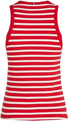 Tommy Hilfiger Damen Top Slim Rib Tank Top mit Stretch, Mehrfarbig (Primary Red/Ecru STP), L – Ansicht 5