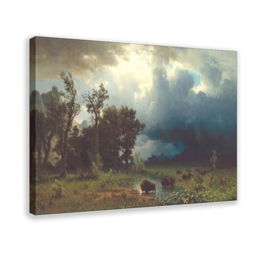 Toile Buffalo Trail Albert Bierstadt peinture haut de gamme avec châssis