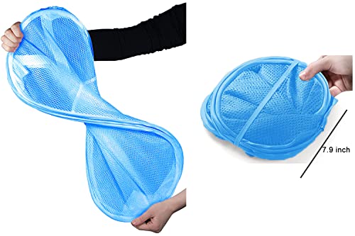 Image of Larpur Pack of 2 Pop up Laundry Hampers, Collapsible Laundry Baskets, Portable Mesh Clothes Hampers for Home Room, College Dorm, Apartment, Foldable Hamper with Carry Handles, Sky Blue