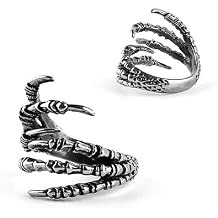 CALLARON Titanium Steel Claw Ring for Men Biker Punk Jewelry Unique Dragon Design Present for Him Pattern