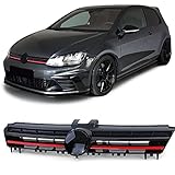 Kühlergrill 'R' Sport Optik SCHWARZ GLÄNZEND Farbe Zierleisten: Rot - Schöne, aufwertende Optik - Hochwertige Verarbeitung und absolut passgenau - Der Kühlergrill ist bereits in schwarz glänzend lackiert - Das originale VW Logo kann vom alten Grill übernommen werden