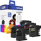 LC201 (LC-201) Color (BK/C/M/Y) Ink Cartridge 5-Pack (Includes 2 LC201BK, 1 LC201C, 1 LC201M,1 LC201Y) - LC203 Ink Cartridge Replacement for Brother MFC-J460DW MFC-J480DW MFC-J485DW MFC-J880DW Printer