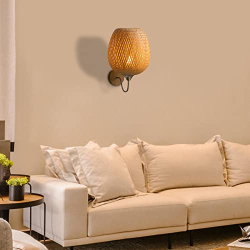Aplique de pared de bambú boho chic para salón comedor y pasillos de entrada 4