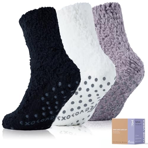 Revosoxs Fuzzy Socks With Grips For Women Men,non Slip Hospital Crew Cozy Soc...