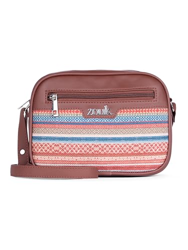 Image of ZOUK Assam Tapestry Printed Jute Handcrafted Vegan Leather Multicolor Women's Sling Bag