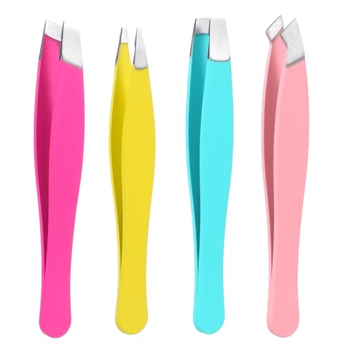 4Pcs Mini Tweezers for Women Facial Hair Eyebrows Small Precision Tweezers Hair Eyebrow Tweezer for Women Men Facial Hairs Plucking Removal
