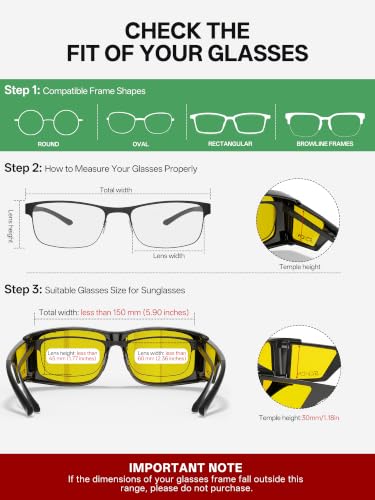 Image of SCVCN Night Driving Glasses Fit Over for Men Women Anti Glare Yellow Lens Polarized Nighttime Glasses S2505