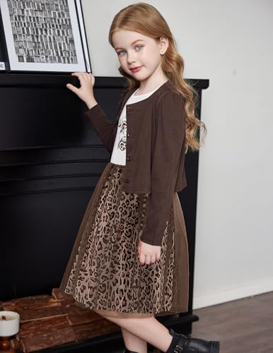 Arshiner Toddler Tutu Dress and Knit Cardigan Girls Fall Party Tulle Dresses and Long Sleeve Shrug Set3