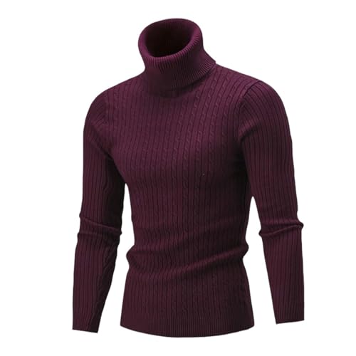 Suéter de cuello alto para hombre con diseño cálido y textura suave lisa