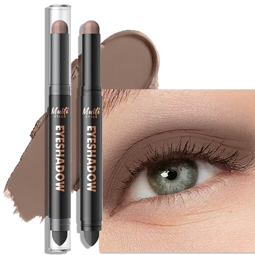 Wugbc Dual-Ended Taupe Eyeshadow Stick - Long-Lasting Cream Eye Shadow Stick Crease-Proof Matte Eyeshadow Pencil, Easily Blendable Multi-Use Eyeliner Eye Brightener Makeup with Built-in Smudger, 14