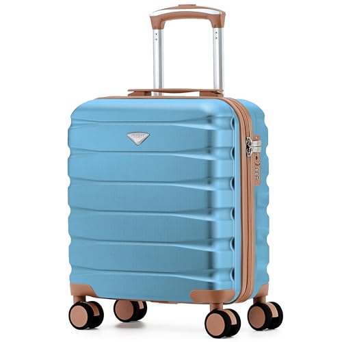 Flight Knight Lightweight Travel Suitcase 45x36x20cm | Hard Shell Carry On Luggage with Aluminum Telescopic Handle, 8 Spinner Wheels & TSA Lock | Approved for EasyJet & Wizz Air