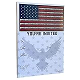 25 アメリカ国旗 愛国的 招待状 封筒付き、記入式 You're Invited カード。退役軍人の日、7月4日、メモリアルデー、アカデミー賞パーティー、旗の日、または軍のウェルカムホームに。厚くて非コートのカードストック。どんなペンにも使用できます。