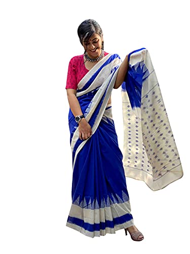 BLUE WHITE IKKAT-2 (BWII2001) Butter Silk ikkat woven sari for women