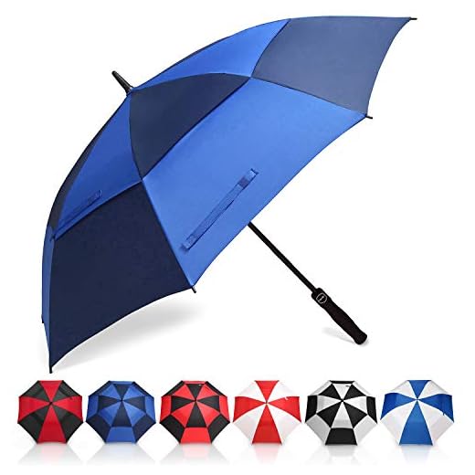 Amazon Brand - Eono Grand Parapluie de Golf, 58 inch, à Double Voilure et Ouverture Automatique, Protection Contre Le Vent, Grand Format Golf Umbrella - Navy/Bleu Royal