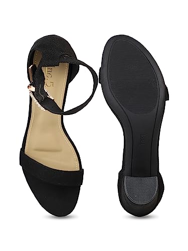 Image of Inc.5 womens Women Black Open Toe Block Heels With Ankle Loop Sandal