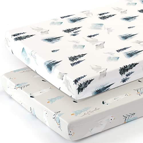 Grssder C1C336 Stretch Ultra Soft Jersey Knit Fitted Pack And Play Sheets Set 2 Pack, Fit Portable/Mini Cribs Sheets, Playpen Mattress Pads Safe And Snug thumb #1