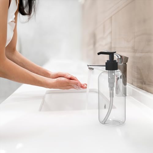 BRIGHTFROM Empty Lotion Pump Bottles 8 Oz, Refillable Plastic Containers, BPA-Free PETE1, Clear, Great for - Soap, Shampoo, Lotions, Liquid Body Soap, Creams and Massage Oil's (Pack of 2, Black)4