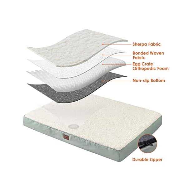 EHEYCIGA Large Dog Bed, Orthopedic Dog Beds for Large Dogs, Washable Big Dog Mattress with Removable Cover and Non-Slip Bottom, Pet Bed with Foam, Greyish Green EHEYCIGA Large Dog Bed, Orthopedic Dog Beds for Large Dogs, Washable Big Dog Mattress with Removable Cover and Non-Slip Bottom, Pet Bed with Foam, Greyish Green
