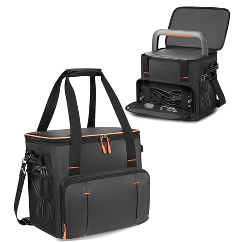Image of Portable Station Bag Compatible with Jackery Explorer 2000 v2/ 1000 Plus/ BLUETTI Elite 200 V2, Padded Travel Bag with Large Accessory Pocket & Shoulder Strap, Carying Case for Portable Power Station