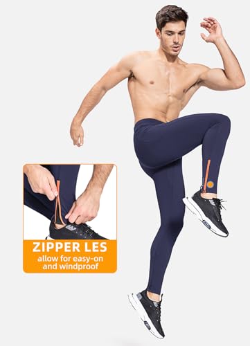 Image of baleaf Men's Winter Running Tights Thermal Cycling Pants Water Resistant Fleece Leggings Zipper Pockets Cold Weather Gear