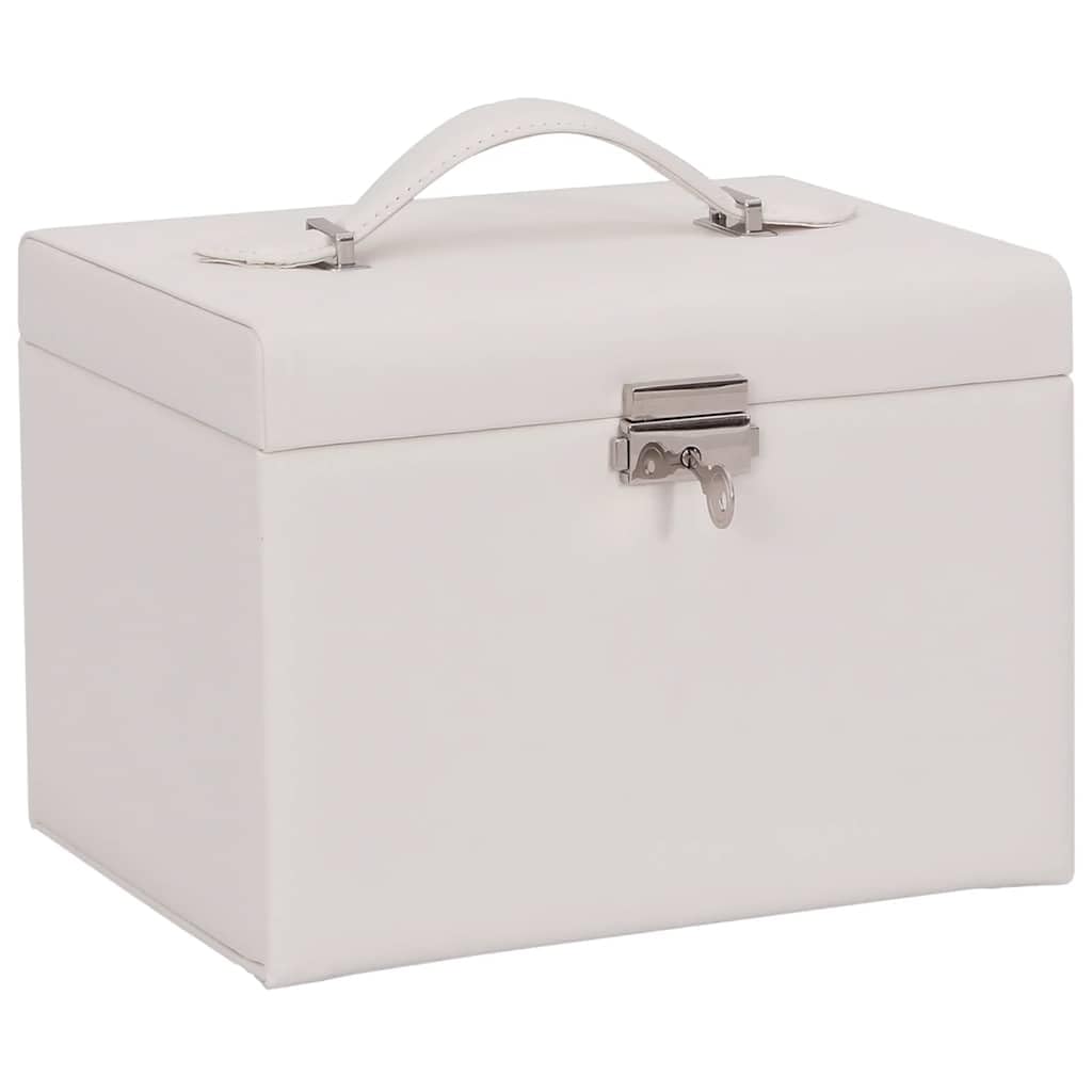 vidaXL Jewellery Box 4-Layer with Mirror Lockable White 22.5x17.5x16.5 cm, jewelry organiser, ring box, personal jewellery box, jewellery chest