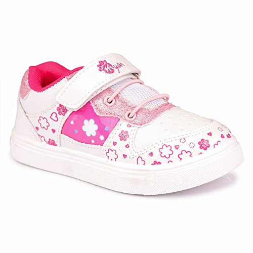 Image of Myau Girls' White Sparkly Printed Shoes - Stylish and Comfortable Footwear for Your Little Princess