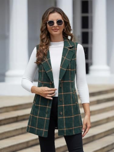 Image of IDEALSANXUN Plaid Vest for Women Fall Winter Sleeveless Blazer Jackets